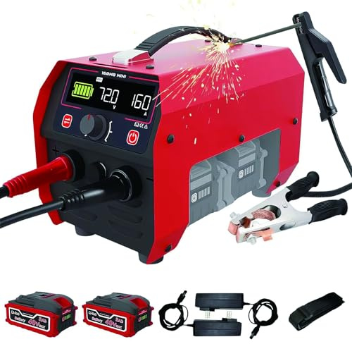 Soldadora Portátil Inalámbrica 3-en-1 – 3000W MIG ARC TIG Inverter con 2×3000mAh Baterías, Pantalla LED, Hot Start, Arc Force & Anti-Stick para Reparaciones de Metal DIY