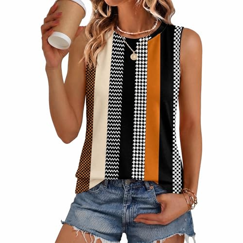 Camiseta sin mangas para mujer, camiseta sin mangas, camiseta de tirantes de verano, cuello redondo, corte holgado, blusa básica S-2XL