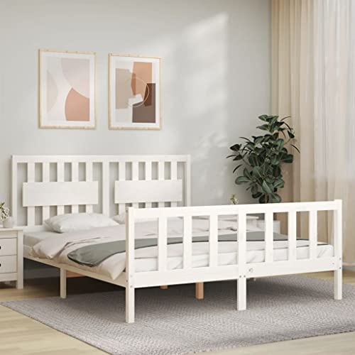 Mimdixy Lit de jour en palettes, en bois massif, sans matelas, blanc, 160 x 200 cm, en pin pour adultes, enfants, adolescents
