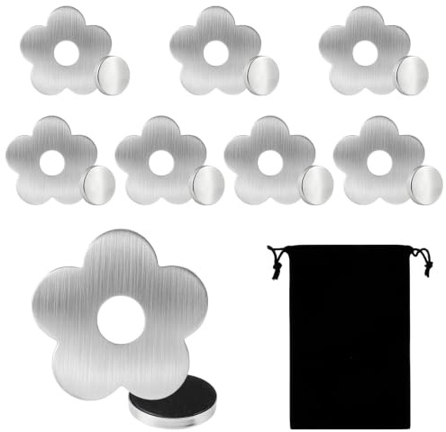 TEUYOE 8 Stück Tischdeckenklammern Magnet,Edelstahl Tischtuchgewichte | Schwere magnetische Tischdeckenbeschwerer, für Picknick, Camping & Gartenparty,mit Aufbewahrungsbeutel,Pflaumenblüte
