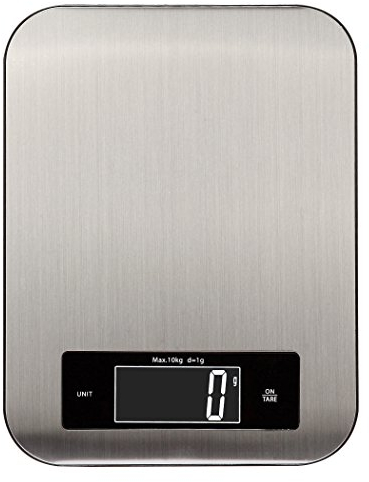 Kabalo Stainless Steel Kitchen Household Food Cooking Weighing Scale 10kg capacity 10000g/1g, Batteries Included! Flat Slim Design, Premier LCD Digital Electronic, Chef Baking Baker Bake Weigh
