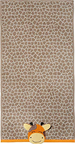 Erwin Müller Kinder-Badetuch Giraffe Walk-Frottier Hellbraun/Natur Größe 70x140 cm - weich, saugstark, strapazierfähig, mit beidseitige Schlaufen