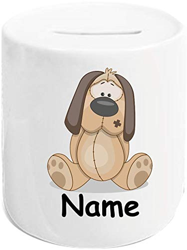 Spardose Sparschwein, Motiv Hund Dog, Kinder Tier Motive Namen Wunschtext