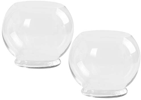 Cabilock 2 Piezas Jarrones De Vidrio para Florero Redondo De Vidrio Jarrón De Cristal Redondo Tazón De Vidrio Decorativo Florero Circular De Cristal Muro Vegetal Orquídea Tierra Oficina