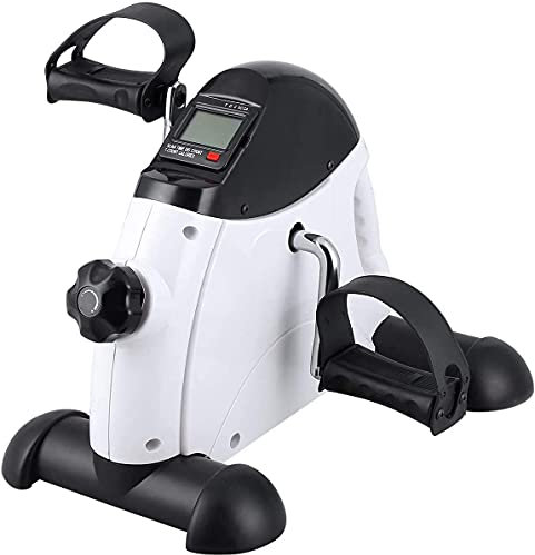 Mini Bike, Uten Arm- und Beintrainer Heimtrainer Zuhause, Pedaltrainer Bewegungstrainer für Senioren mit Display, Einstellbarer Widerstand Fitnessbike Weiss
