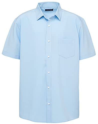 Nautica Giovani Uomo Uniforme Manica Corta Performance Oxford Button-Down Camicia, Blu Bue., L