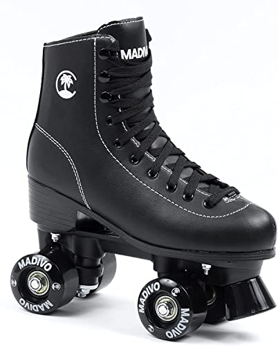 MADIVO Classic Damen Klassische Retro Rollschuhe | ABEC-7 Kugellager | Mädchen Roller Skates Inliner Inlineskates | Schwarz | Gr. 35, 36, 37, 38, 39, 40, 47