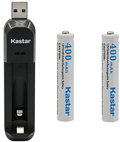 Kastar 2 Pcs AAAA 1.2V 400mAh Battery and USB Charger Replacement for Active Stylus Pen, Surface Pen Battery, Surface Pro 3/4 Pen, Digital Pen MS Surface Pen, Digital Stylus, Bamboo Ink Pen Battery