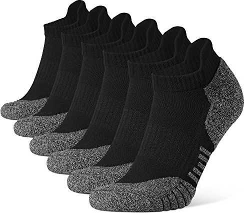 CLOSEMATE 6 Calcetines Tobilleros Deporte Bajos Algodon Respirable Antideslizantes Cortos para Correr Trail Running Ciclismo Hombre y Mujer Negro Blanco Gris