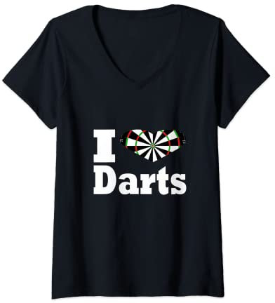 Damen Ich liebe Darts Ally Pally 180 Bullseye T-Shirt mit V-Ausschnitt