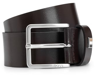 BOSS Herren Ther-Flag-E Sz35 Gürtel aus italienischem Leder mit Signature-Streifen an der Schlaufe Dunkelbraun 95