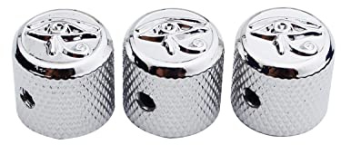 Guyker Guitar Bass Potentiometer Control Knobs with 6mm Dia. Shaft Pots - 3PCS Eye of Horus Style Top Dome Speed Tone Volume Knob Replacement for Electric Guitar or Precision Bass - Chrome