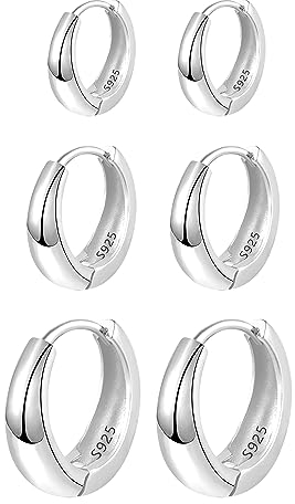 ALEXCRAFT Creolen Silber 925 Klein Ohrringe Silber 925 Set Huggie Hoop Earrings 3 Paar