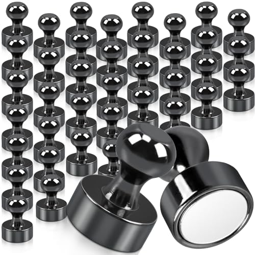 FPMYB 40 Stück Starke Magnete Schwarz 12 X 16mm, Neodym Mini Magnete für Magnettafel, Kühlschrank, Pinnwand, Kegelmagnete, Whiteboard, Büro