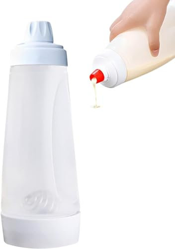 Hand Batter Dispenser Batter Mixer Handheld Manual Pancake Cake Batter Mixer Dispenser Batter Shaker Bottle Kitchen Baking Tool (White)