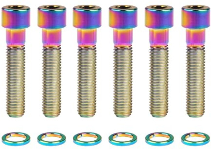 Boulon En Titane M7 X 32Mm, Vis À Tête Cylindrique Hexagonale Avec Rondelle, 6 Pièces, Arc-en-ciel, M7,32mm