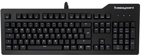 Das Keyboard Prime 13 Mechanische Tastatur QWERTZ DE Layout - 105 Tasten, Weiße LED-Beleuchtung, Full-NKRO, Cherry MX2A Silent Red, USB 2.0 Passthrough, Aluminium-Abdeckung (DKP13-PRMXREDSIL-DE)