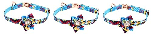 INOOMP 3stücke Verstellbares Haustierhalsband Mit Blumenmotiv Atmungsaktives Katzen Und Hundehalsband Metallverschluss Für Feiern Und Besondere Anlässe