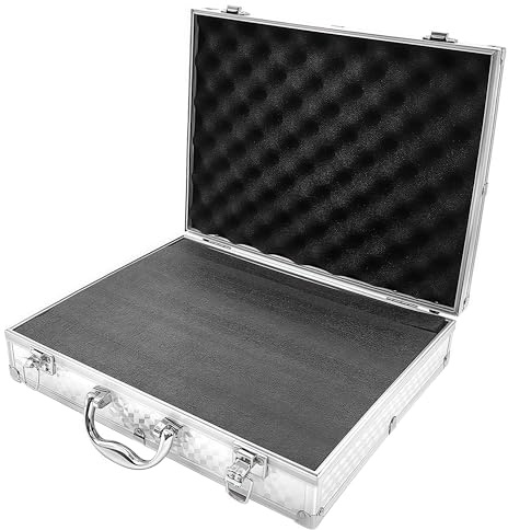 Musiin Audio Equipment Microphone Portable Case, with a sturdy aluminum alloy structure, suitable for storing and transporting audio equipment, wireless microphone systems, and camera gear (Silver)