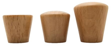 CSHWXY Holzschränke 6-teilige Kleiderschrankknöpfe, konische Griffe, Tür- und Schubladengriffe, Einloch-Küchengriffe, Möbelknöpfe, Beschläge, Eiche, Holz, 24 x 28 mm
