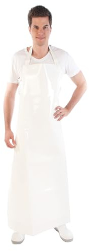 FRANZ MENSCH 5 Stück Hygostar Latzschürzen 350 my | PU, weiß, L: 130cm, B: 100cm, Latzschürzen, Arbeitsschürze, Fleischerschürze