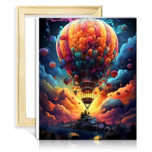 TANGFEIY Paint by Numbers hot air Balloon on Canvas Painting Adults Acrylic Number with Paintbrushes Arts Crafts Project for Home No Frame(40x50cm)