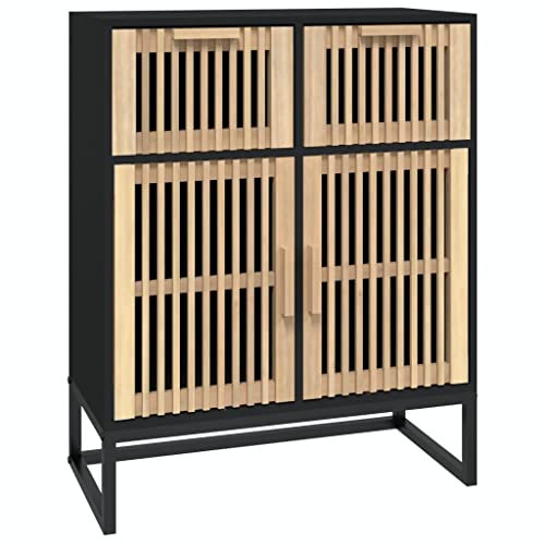 HETFTJN Mobile Cucina Salvaspazio Armadio da Esterno Armadio Officina Mobile Sala - Credenza Nera 60x30x75 cm in Legno Multistrato per Sala Studio Camera Di Servizio Soggiorno Cucina