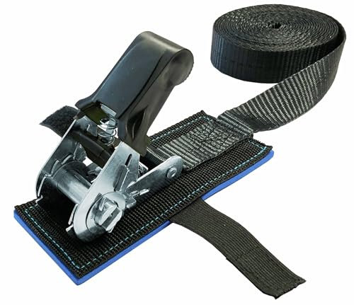 Connex Cinghia di ancoraggio – Unico pezzo – 5 m x 25 mm – Portata massima 800 kg – Con cuscinetto in neoprene imbottito – In polipropilene/cinghia di tensione/fusibile di carico/cinghia a