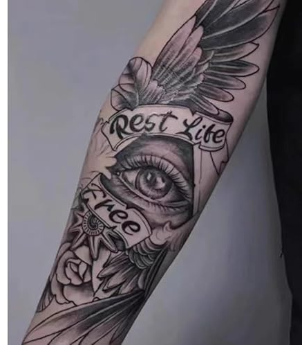 2Pcs Herbal Temporary Tattoos Stickers Fake Tattoos European And American Wings Eyes Women And Men Semi-Permanent Non-Reflective Waterproof Lasting 2 Weeks