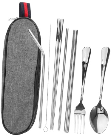 Toddmomy Stainless Steel Camping Tableware Multifunctional Outdoor Portable Cutlery Set for Hiking Picnic and Outdoor Dining