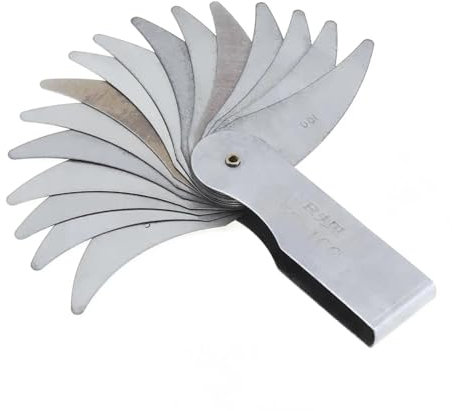 Galgas de Espesores, Medidor de radio de acero inoxidable de 16 hojas R52-100, calibre metálico R for comprobar el paso de rosca para motor/válvula/galgas ect.