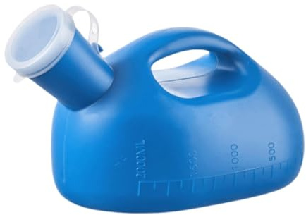 YWMJZEU Urinale Maschile Collettore per Uomo Bottiglia Pipì Contenitore Incontinenza Portatile PP con Coperchio Chiusura Manico Fermo Adatto a Maschi Ad, Blu