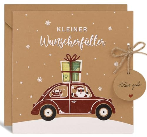 BETESSIN Wunscherfüller Geldgeschenke Verpackung Weihnachten - Frohe Weihnachten Karte mit Umschlag - Weihnachtskarte für Glückwunschkarte, Grußkarte & Geldkarte