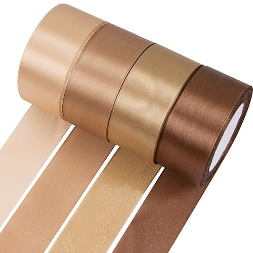 Foshird Satinband Gold 40mmx22m Geschenkband Gold Schleifenband Hochzeit Bänder zum Basteln Weiß Dekoband für Geburtstag DIY Geschenkverpackung Weihnachten