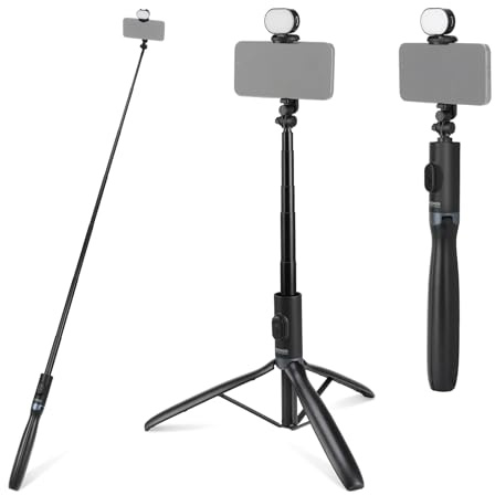 NEEWER Entry Level Version Selfie Stick Stativ mit Licht und Fernbedienung Kompatibel mit iPhone Samsung und Android, 67 ausziehbarer tragbarer Handyhalterung für Video und Filmaufnahmen, PA987