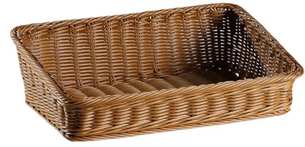 DAWCBVJQ Panier de rangement rectangulaire en rotin - 40 x 30 x 12 cm - Panier de rangement pour fruits et pain - Panier de salle de bain - Panier de rangement pour bureau