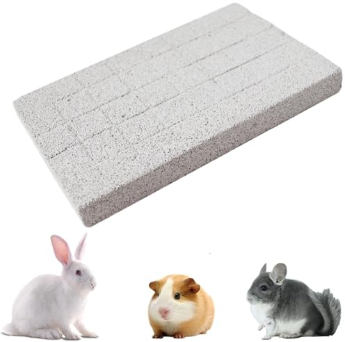 1pcs Rabbit Scratching Pads, Natural Lava Stone Grinding Claw Pad & Chew Toy for Small Animals (Chinchilla, Hamster, Guinea Pig, Ferret) - Cage Accessories, 15 x 24 cm