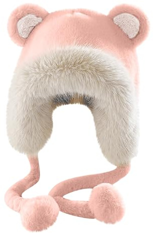 Generisk utstickare flygplan damer vinterplysch och tjock, varm, vindtät imitation öronhuva B 58, ROSA, one size