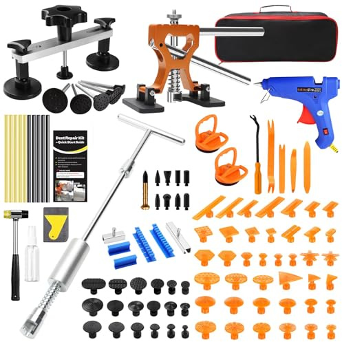 DentWiz Kit de réparation de Bosses sans Peinture - Kit d'extracteur de Bosses de Voiture avec Marteau Coulissant, Barre en T, extracteur de Pont, Ventouse, extracteur de Colle et Pistolet - Outil
