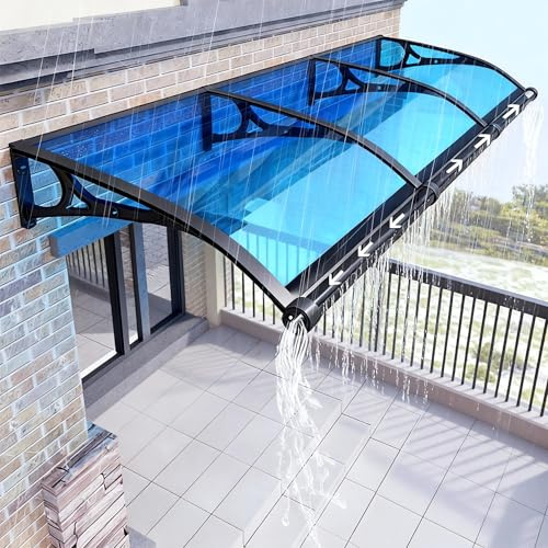 Koubhyj Toit Marquise avec GouttièRe，Banne Incurvé，Auvent De Porte D'EntréE Transparent，Convient Aux Terrasses, Balcons, Avant-Toits De FenêTres, Porches Et Jardins(60x90cm)