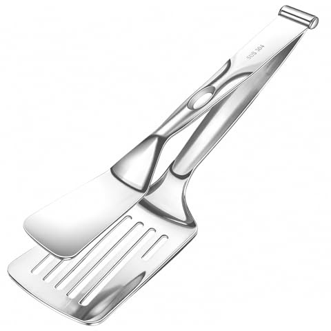 Pince à steak en acier inoxydable, 29 cm multifonction, pince de cuisine pour griller, spatule extra large pour hamburgers, steak, poisson, crêpes, ensemble d'ustensiles de barbecue robustes