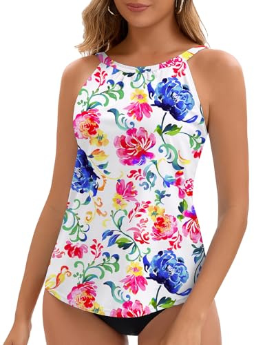 WOWENY Top Tankini da Donna Costume da Bagno Imbottito Top Estivo Abbigliamento da Spiaggia, Senza Slip