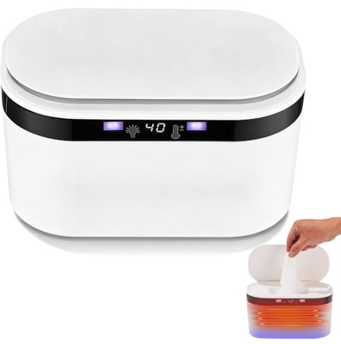 Feuchttuch Wärmer, Feuchttuchwärmer mit 3 Heizstufen und LED Nachtlicht, Baby Wischtuchwärmer für 120 Tücher, USB, Konstanttemperatur, Schnell Erwärmender Wipes Wärmer für Zuhause Unterwegs