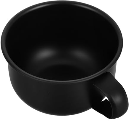 KICHOUSE Ciotola la Rasatura della Barba con Manico Ergonomico Tazza da Barba Compatta in Lega Resistente Portatile per Uomo e Viaggi