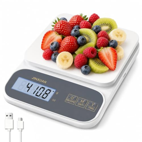 Rechargeable Digital Kitchen Scales, 5kg/0.1g High Precision Food Scale with Backlit LCD Display, Multi-Unit Weighing Scales for Cooking, Baking, Meal Prep, Weight Loss & Diet, Black