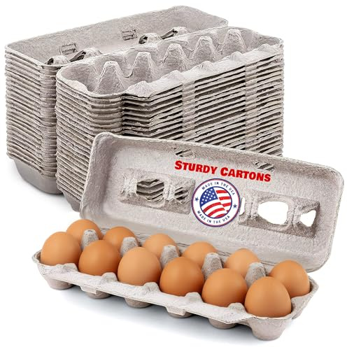MT Products Blank Natural Pulp Egg Cartons Holds Up to Twelve Eggs - 1 Dozen - Strong Sturdy Egg Crate Cardboard Material Perfect For Storing Extra Eggs (25 Pieces) - Made in the USA
