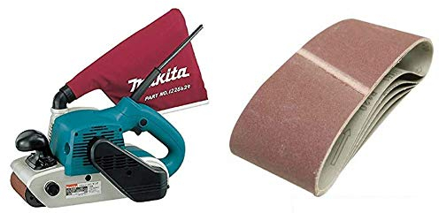 Makita 9403 Ponceuse à Bande Limage 100mm 1200W & Silverline 196070 5 bandes papier de verre 100 x 610 mm Grain 60
