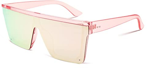 FEISEDY mode överdimensionerade siames linser solglasögon kvinnor män kortfattad stil UV400 B2470, Rosa speglad, 60mm