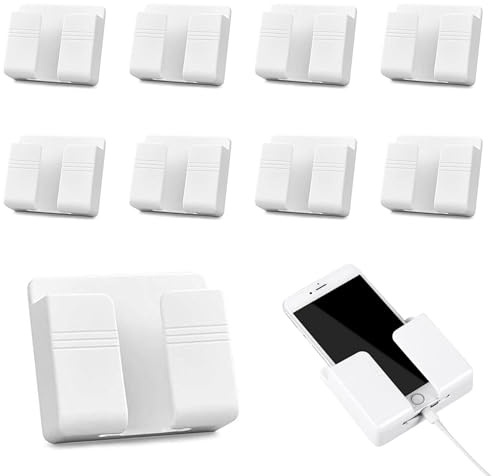 Handyhalterung Wand 10 Stück Fernbedienung Halterung, Mehrzweck Telefonhalter Wand-Organizer, TV Klimaanlage Wandhalterung Wandmontage Aufbewahrungs Kasten für zu Hause Telefon aufladen(Weiß)