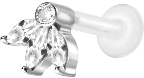 PIERCINGLINE PTFE Labret mit Innengewinde | TITAN AUFSATZ LOTUSBLÜTE| Piercing Lippe Nase Ohr Helix Tragus Medusa | Farb & Größenauswahl